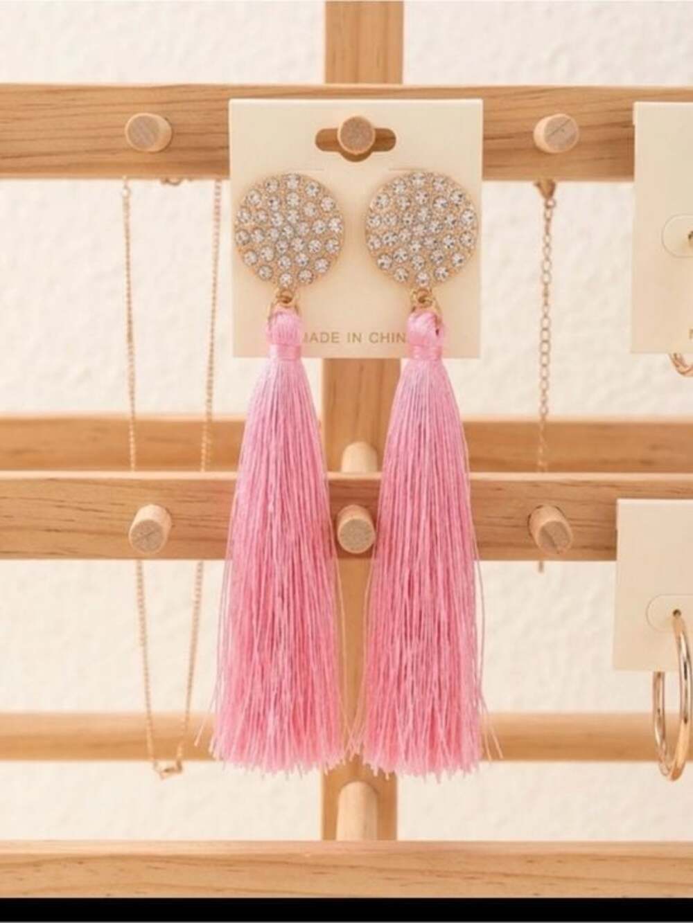 Pink and diamond boutique Tassel  Earrings - Unbranded